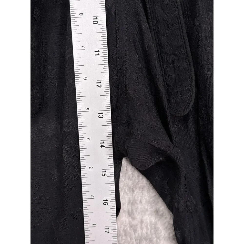 THE GREAT Pants 0 / XS Womens Black Floral Jacquard Tie Waist Cargo Pockets
